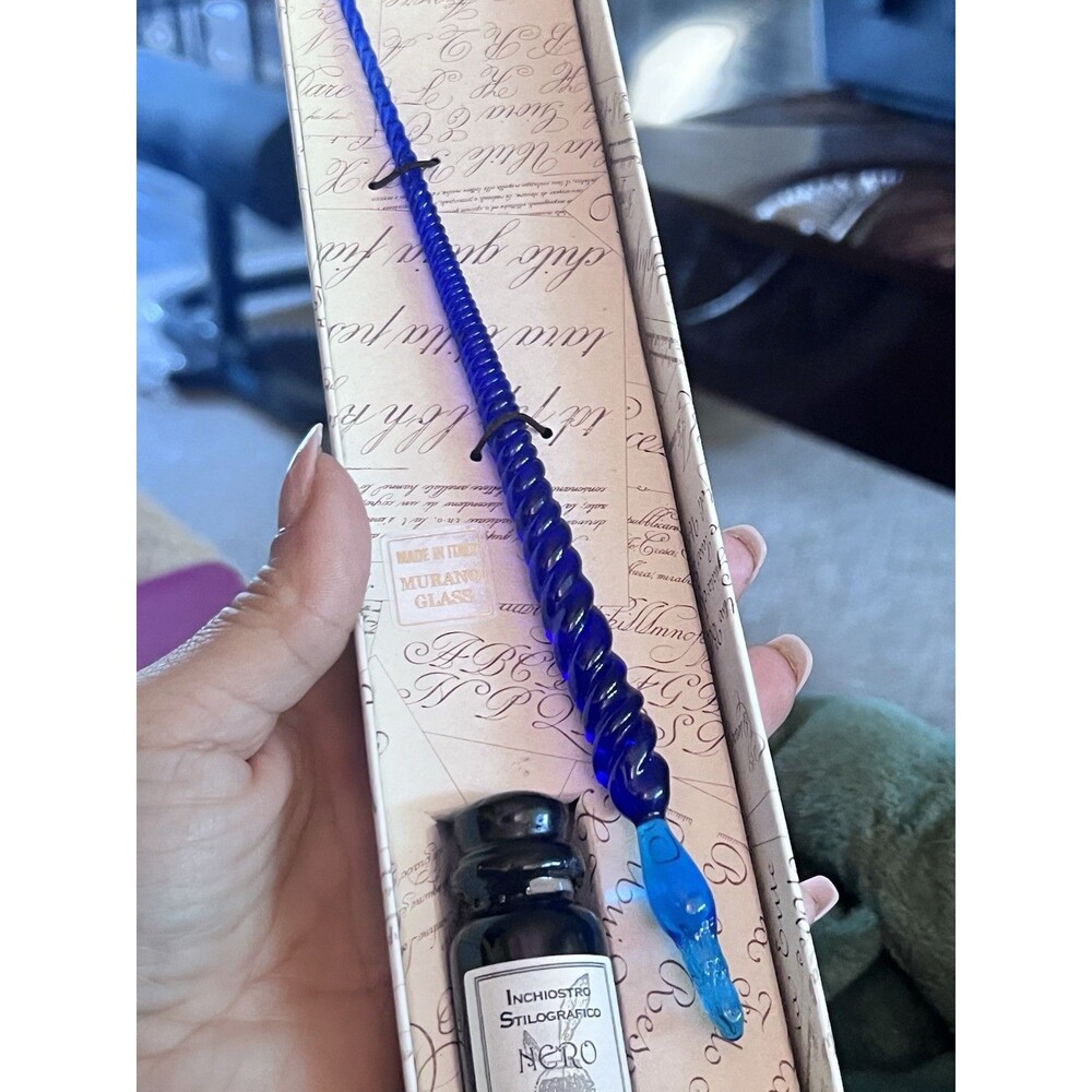 La Kaligrafica Murano Glass Handmade Calligraphy Dip Pen Set with Ink